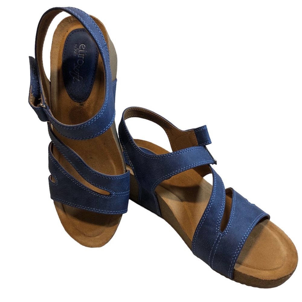 Eurosoft Soffit wedge adjustable comfort sandal Elaine Blue Sizec10